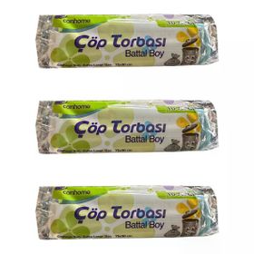 Canhome 10 Adetlik 3 Rulo Mavi Büyük Boy Battal 75x90 cm 30 lt Cop Poşeti