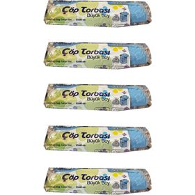 Canhome 10 Adetlik 5 Rulo Mavi Büyük Boy Battal 65x80 cm 30 lt Cop Poşeti