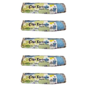 Canhome 10 Adetlik 5 Rulo Mavi Büyük Boy Battal 65x80 cm 30 lt Cop Poşeti