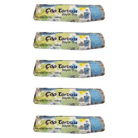 Canhome 10 Adetlik 5 Rulo Mavi Büyük Boy Battal 65x80 cm 30 lt Cop Poşeti