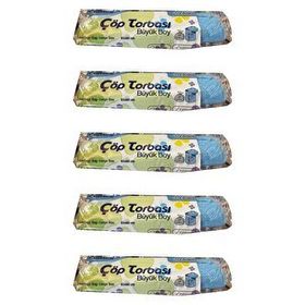 Canhome 10 Adetlik 5 Rulo Mavi Büyük Boy Battal 65x80 cm 30 lt Cop Poşeti