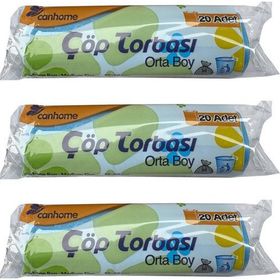 Canhome Mavi 20 Adetlik 3 Rulo Orta Boy 55x60 cm 30 lt Çöp Poşeti