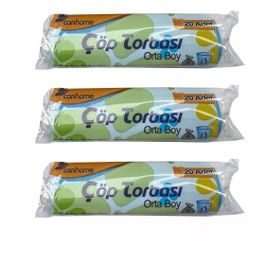 Canhome Mavi 20 Adetlik 3 Rulo Orta Boy 55x60 cm 30 lt Çöp Poşeti