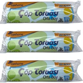 Canhome Mavi 20 Adetlik 3 Rulo Orta Boy 55x60 cm 30 lt Çöp Poşeti