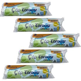 Canhome Mavi 20 Adetlik 5 Rulo Orta Boy 55x60 cm 30 lt Çöp Poşeti