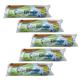 Canhome Mavi 20 Adetlik 5 Rulo Orta Boy 55x60 cm 30 lt Çöp Poşeti