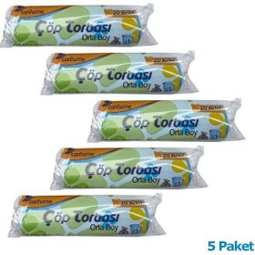 Canhome Mavi 20 Adetlik 5 Rulo Orta Boy 55x60 cm 30 lt Çöp Poşeti