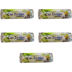 Canhome Mavi Büyük Boy Battal 75x90 cm 10 Adetlik 5 Rulo 30 lt Çöp Poşeti