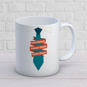 Canım Babam Kravat İki Tarafı Baskılı Kupa