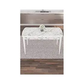 Canisa Are Serisi Açılabilir 80x132 MDF Beyaz Mermer Yemek Masası