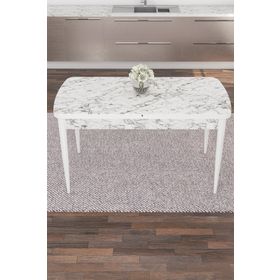 Canisa ARE01BYZMR06GMS Concept Are Serisi 80x132 Açılabilir Mdf Beyaz Mermer Desen 6 Mürdüm Sandalye Gümüş Halkalı Masa Takımı