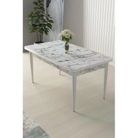 Canisa Arp Serisi 70x110 Beyaz Mermer Desen Masa Sabit Mutfak Masası