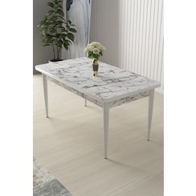Canisa Arp Serisi 70x110 Beyaz Mermer Desen Masa Sabit Mutfak Masası