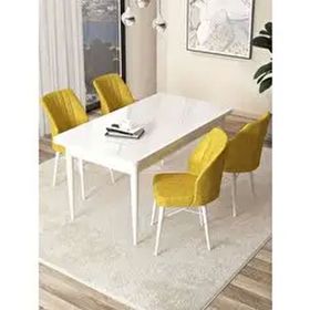 Canisa Arp Serisi Beyaz 70x110 cm Sabit Hardal Mutfak Masa Takımı