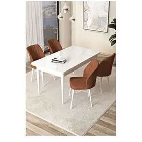 Canisa Arp Serisi Beyaz 70x110 cm Sabit Kiremit Mutfak Masa Takımı