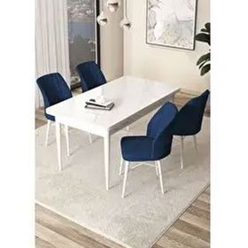 Canisa Arp Serisi Beyaz 70x110 cm Sabit Lacivert Mutfak Masa Takımı