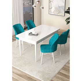 Canisa Arp Serisi Beyaz 70x110 cm Sabit Pembe Mutfak Masa Takımı