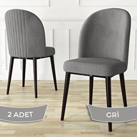 Canisa Aste Serisi 2 Adet Gri 1. Sınıf Babyface Kumaş Metal Kahve İskeletli Yemek Odası Sandalyesi
