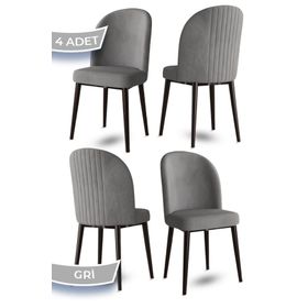 Canisa Aste Serisi 4 Adet Gri 1. Sınıf Babyface Kumaş Metal Kahve İskeletli Yemek Odası Sandalyesi