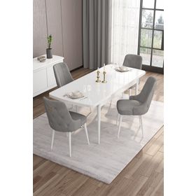 Canisa Concept Are Serisi 80x132 cm Açılabilir Beyaz Mdf Mutfak Masası