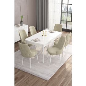 Canisa Concept Are Serisi 80x132 cm Açılabilir Beyaz Mdf Mutfak Masası