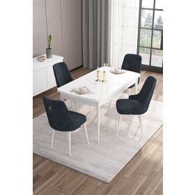 Canisa Concept Are Serisi 80x132 cm Açılabilir Beyaz Mdf Mutfak Masası