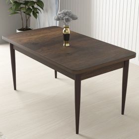 Canisa Concept Arp Serisi 70x110 cm Barok Ahşap Desen 4 Sandalye Sabit Siyah Mutfak Masası Takımı
