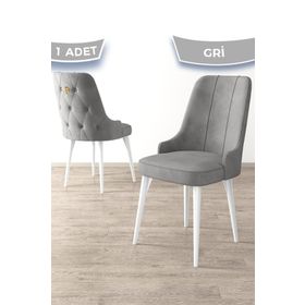 Canisa Concept Enoa Serisi Beyaz Gürgen Ayaklı 1.Sınıf Babyface Kumaş Gold Halkalı Gri Sandalye