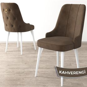 Canisa Concept Enoa Serisi Beyaz Gürgen Ayaklı 1.Sınıf Babyface Kumaş Gold Halkalı Kahverengi Sandalye