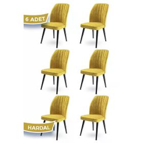 Canisa Concept Flex Serisi Üst Kalite Gürgen Siyah Ahşap Ayak Krem 6 Adet Mutfak Sandalyesi