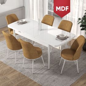 Canisa Concept Kor Serisi 70x114 cm Açılabilir Beyaz Cappuccino Mutfak Masa Takımı