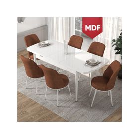 Canisa Concept Kor Serisi 70x114 cm Açılabilir Beyaz Kiremit Mutfak Masa Takımı