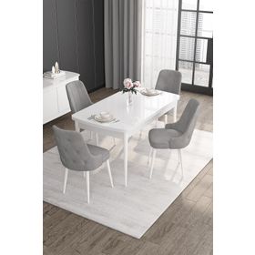 Canisa Concept Noa Serisi 80x132 cm Açılabilir Mdf Beyaz Mutfak Masası