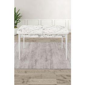 Canisa Concept Ram Serisi 80x132 cm Beyaz Mermer Açılabilir Mutfak Masası