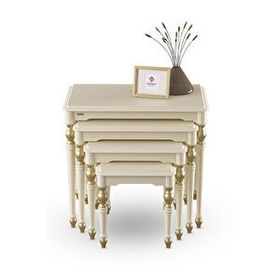 Canisa Concept Saray MDF ve Lake Boya Avangart Krem 4'lü Zigon Sehpa Takımı