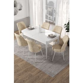 Canisa Concept Via Serisi 80x132 CM Açılabilir Beyaz Mutfak Masası