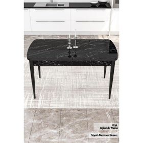 Canisa Concept Via Serisi 80x132 cm Açılabilir Siyah Mutfak Masası