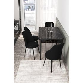 Canisa Concept Via Serisi 80x132 cm Açılabilir Siyah Mutfak Masası