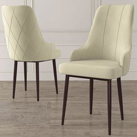 Canisa Eta Serisi 80x132 Açılabilir Mdf Barok Ahşap Desen Masa Takımı ve 6 Adet Krem Sandalye