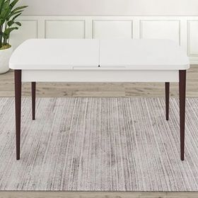 Canisa Eta Serisi 80x132 Açılabilir Mdf Beyaz Ceviz Ayak Masa Takımı ve 4 Adet Cappucino Sandalye