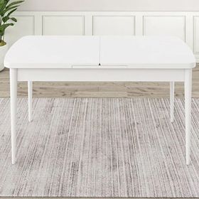 Canisa Eta Serisi 80x132 Açılabilir Mdf Beyaz Masa Takımı ve 6 Adet Siyah Sandalye