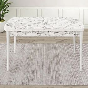 Canisa Eta Serisi 80x132 Açılabilir Mdf Beyaz Mermer Desen Masa Takımı ve 4 Adet Cappucino Sandalye