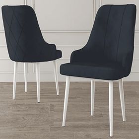 Canisa Eta Serisi 80x132 Açılabilir Mdf Beyaz Mermer Desen Masa Takımı ve 6 Adet Antrasit Sandalye