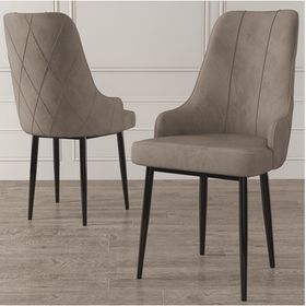 Canisa Eta Serisi 80x132 Açılabilir Mdf Siyah Mermer Desen Masa Takımı ve 6 Adet Cappucino Sandalye