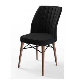 Canisa Eva Serisi, 80x132 Açılabilir MDF Barok Ahşap Desen Mutfak Masası ve 2 Siyah 2 Zebra Sandalye