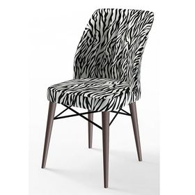 Canisa Eva Serisi, 80x132 Açılabilir MDF Barok Ahşap Desen Mutfak Masası ve 2 Siyah 2 Zebra Sandalye