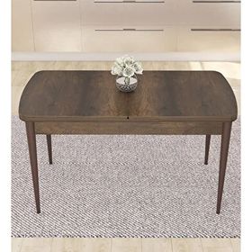 Canisa Eva Serisi 80x132 Açılabilir MDF Barok Ahşap Desen Mutfak Masası ve 4 Zebra Desen 1 Zebra Desen Bench