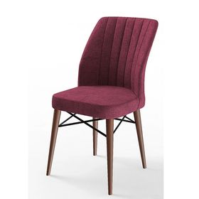 Canisa Eva Serisi 80x132 Açılabilir MDF Barok Ahşap Desen Mutfak Masası ve Bordo 6 Sandalye