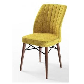 Canisa Eva Serisi 80x132 Açılabilir MDF Barok Ahşap Desen Mutfak Masası ve Hardal 4 Sandalye