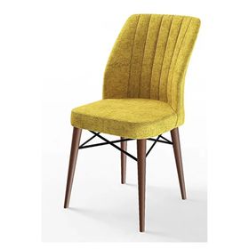 Canisa Eva Serisi 80x132 Açılabilir MDF Barok Ahşap Desen Mutfak Masası ve Hardal 6 Sandalye